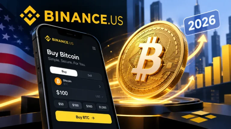 How to buy Bitcoin on Binance.US in 2026 with Binance.US app, Bitcoin coin and simple BTC purchase interface.