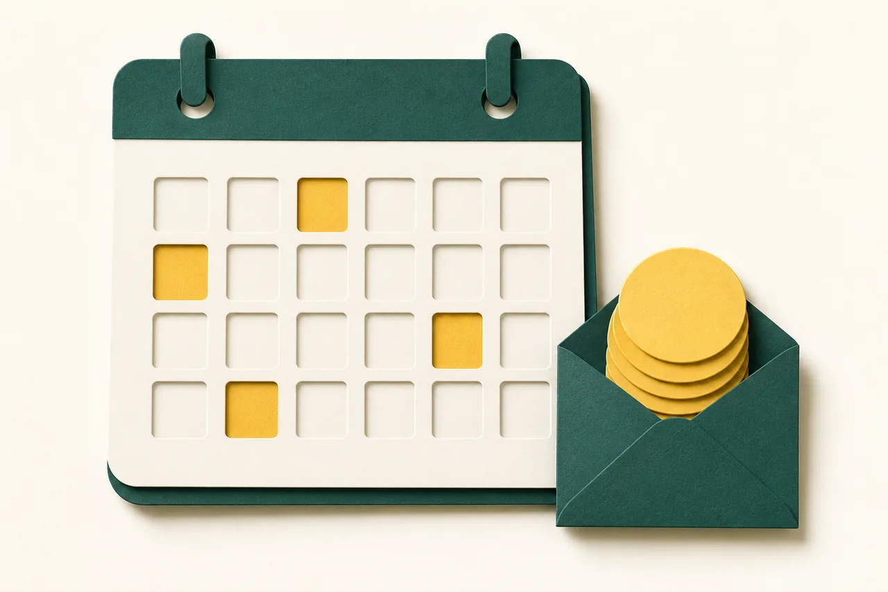 Paper calendar marking four gambling days a month at online casinos